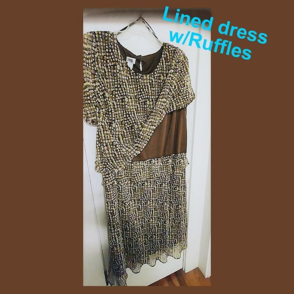 22W  Dress w/ Brown Mocha Dots Design  JBS - Picture 10 of 16